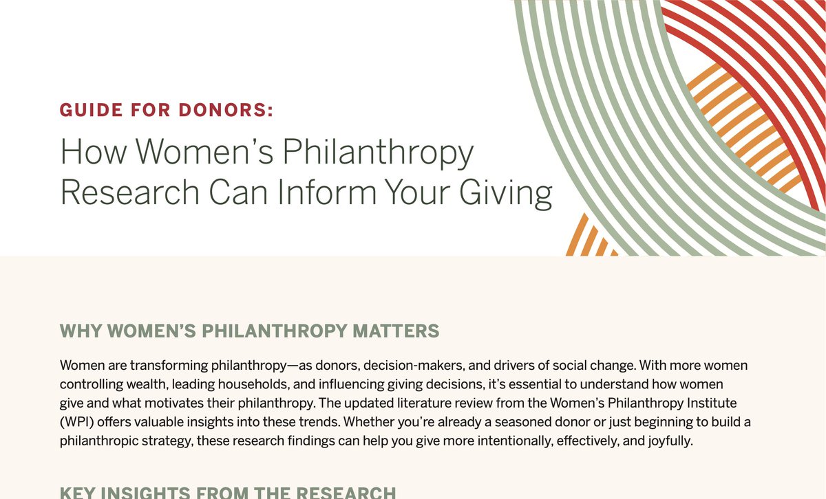 WPIinsights's tweet image. WPI’s 4 new practical briefs connect insights from Women and Philanthropy: A Literature Review (2025) to action—for donors, fundraisers, nonprofit leaders, &amp;amp; women’s/girls’ orgs. Explore them: bit.ly/46lHSrx #WomensPhilanthropy #PhilanthropyResearch
