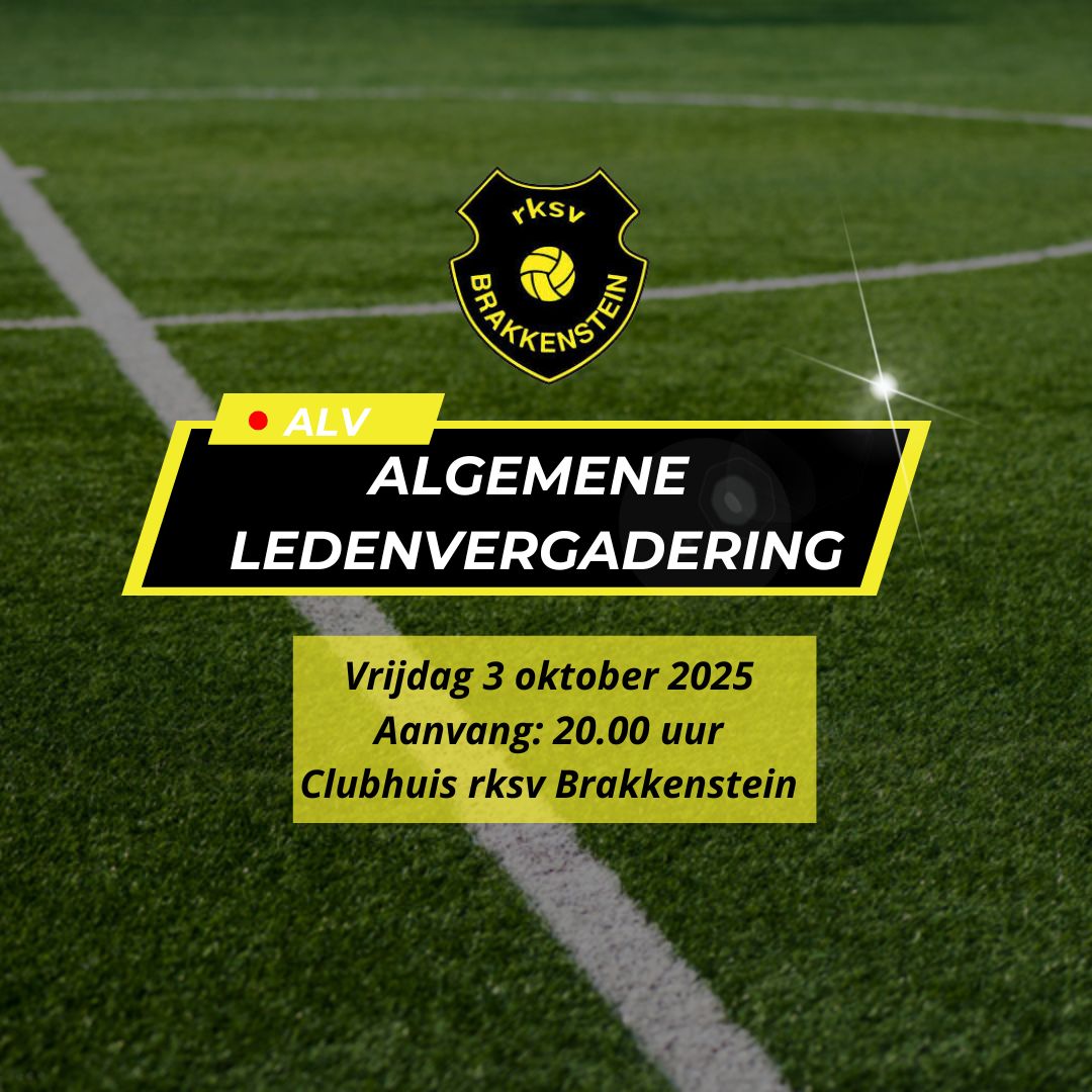 Op vrijdag 3 oktober vindt de jaarlijkse #Algemene #Leden #Vergadering van
#Voetbalvereniging <a href="/Brakkenstein/">rksv Brakkenstein</a> plaats.
Aanvang om 20.00 uur in ons #clubhuis. 

Al onze leden zijn van harte welkom.
Laat jouw stem horen!!

Voor een kop koffie/thee en na afloop iets lekkers #alv