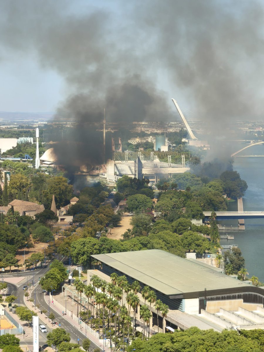 Ojo que en esta ocasión parece que el incendio ha “saltado” al parking ilegal que hay junto al muro del monasterio <a href="/EXPO92/">EXPO´92 Sevilla</a>