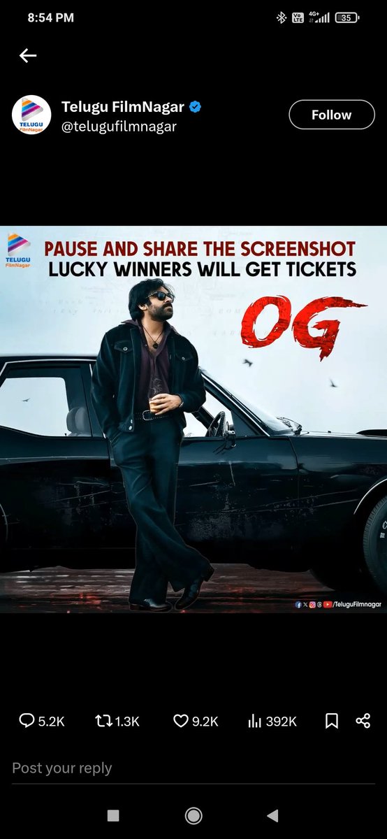 saikiranDS's tweet photo. @telugufilmnagar #OG, #TFNTicketContest &amp; #TeluguFilmNagar https://t.co/limrvgbcux