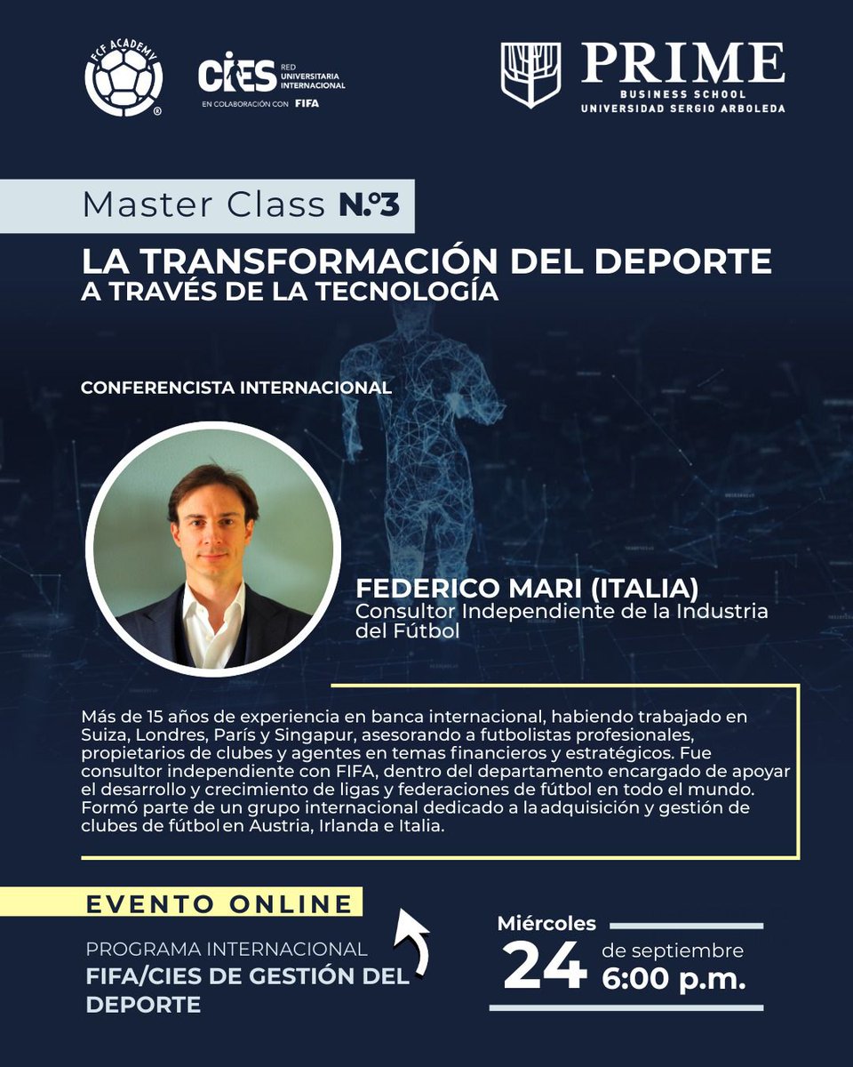La transformación del deporte a través de la tecnología. 

💻 Evento online conéctate mediante el enlace zoom: us02web.zoom.us/j/82609334202