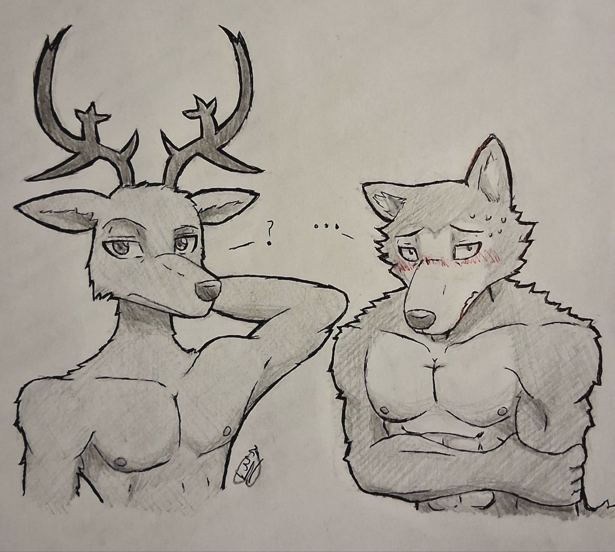 Louis: What?
Legoshi: umm....

I was bored so I did a doodle in class today. Pls follow.

#sketch #art #Louis #Legoshi #Beastars #beastarsfanart #idk