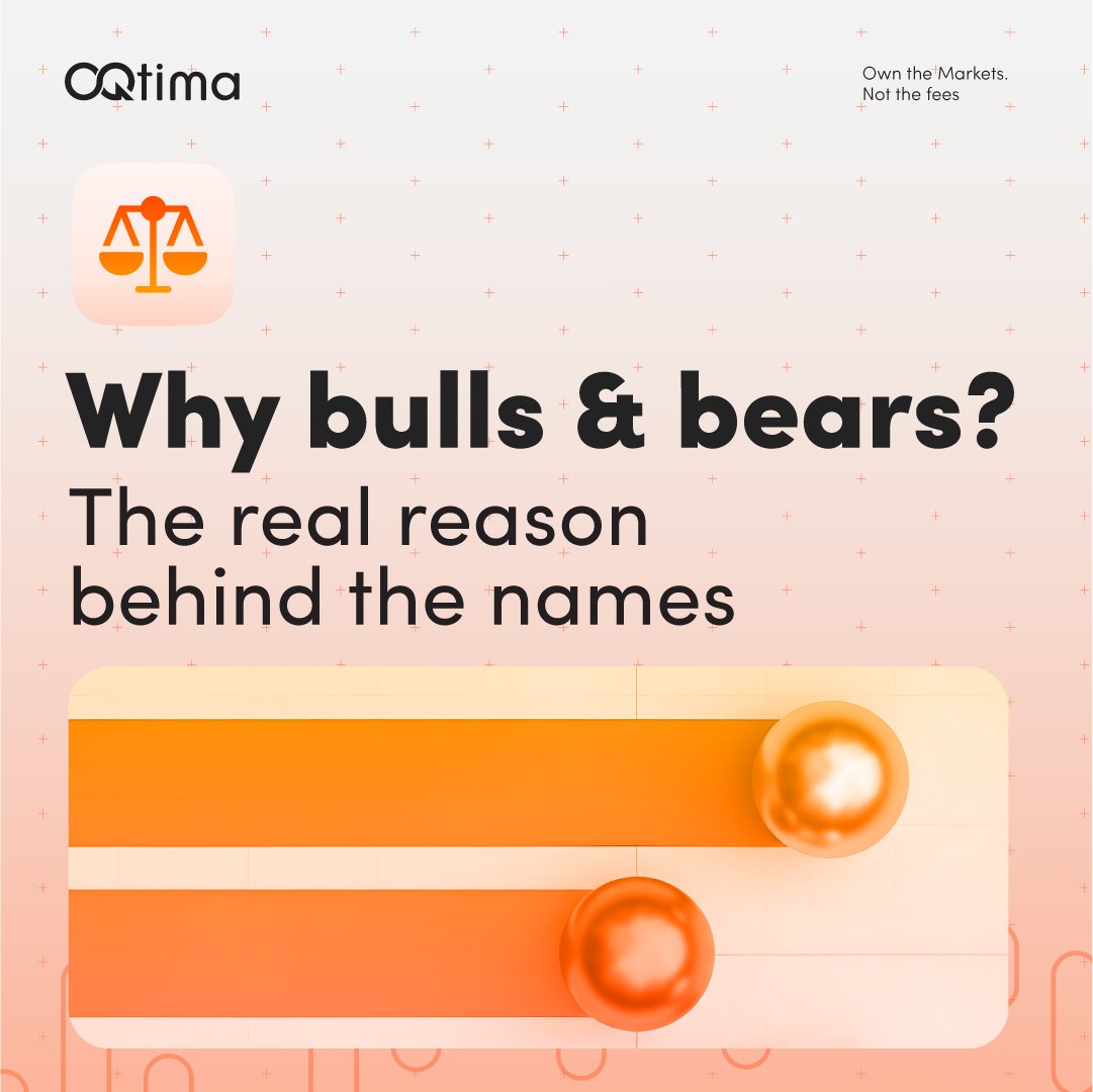 Why “bull” vs “bear”?

Bulls thrust horns up → prices up. Bears swipe paws down → prices down.
Dating to 18th-century London: bulls = optimism, bears = pessimism.

Which are you this month? 🐂🐻