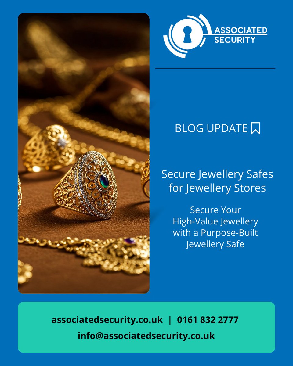 ASecOnline's tweet image. 💍 Secure your jewellery store today with purpose-built safes and modern security solutions.

📖 Read how to here: associatedsecurity.co.uk/news/jewellery…
.
.
#AssociatedSecurity #JewellerySafes #RetailSecurity #AccessControl #BusinessProtection #Blog #Gold #Jewellery