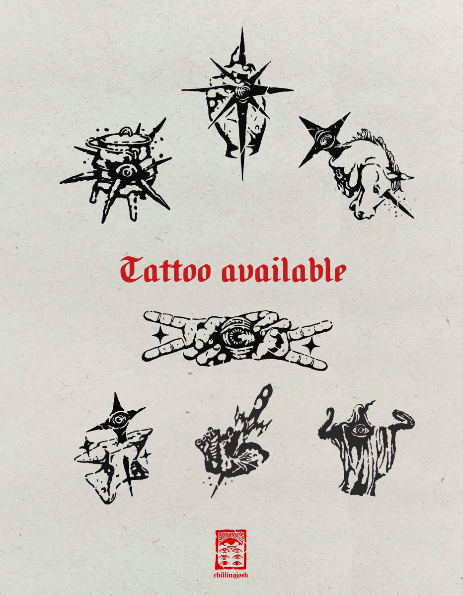 chillingtattoos's tweet photo. DISEÑOS DISPONIBLES
compilación actualizada de diseños disponibles para ser tatuados.
Actualmente estoy tatuando en Barcelona y Vilafranca del Penedes, escríbeme para más información y separar el diseño que quieras.
#medieval #goth #engraver #Tattoo #barcelona #darkfantasy https://t.co/7KkmjT2tQm