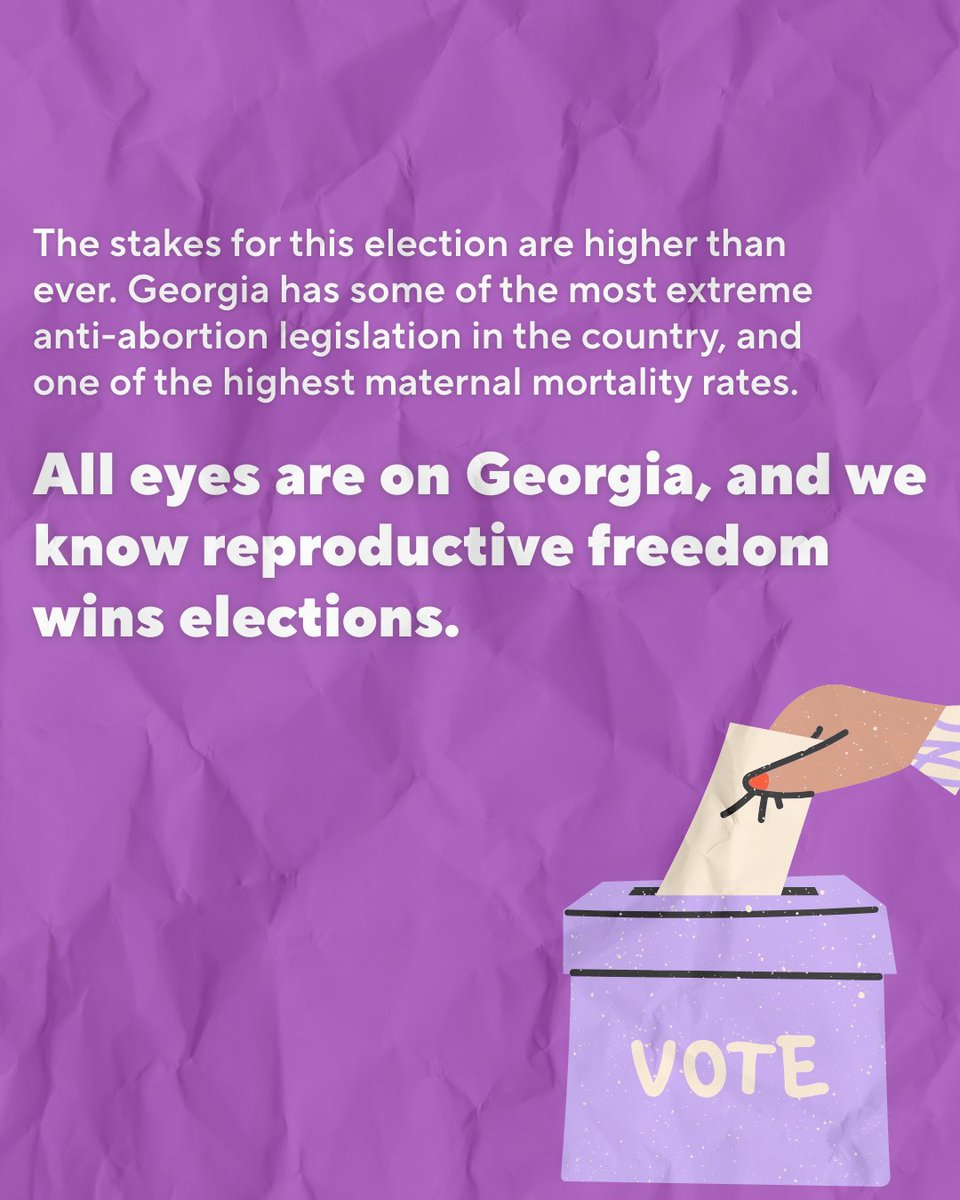 GEORGIA! Our special election is today, Tuesday, September 23rd, and we are rallying behind Debra Shigley! Shigley has been an outspoken and proven champion of reproductive freedom. 

Swipe to learn more about Debra Shigley and voting in this special election.
