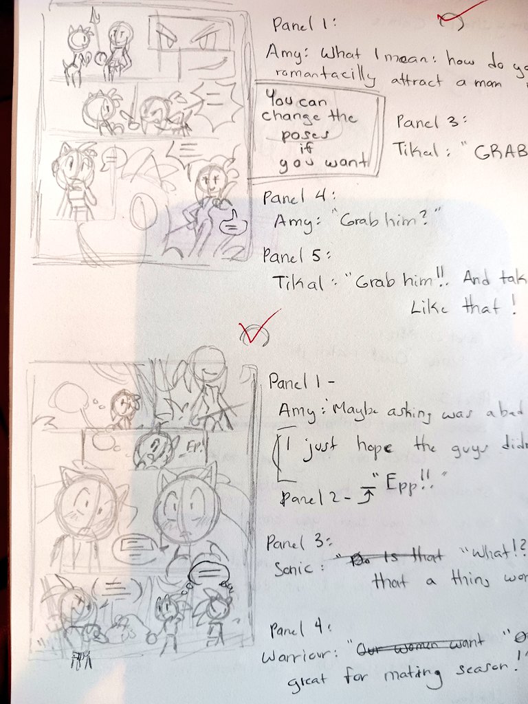 Arantarisu_Yamu's tweet image. Artist Tip: When making a little comic, make thumbnails of the pages. They help when preparing the page layout. 

Sometimes, I don&apos;t have a script, so I literally write what dialog to use next to the thumbnails. 
 Not much, but hope it helps! 
#ArtistOnTwitter #SonicTheHedgehog