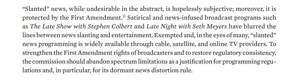 "News distortion" is at the center of the Jimmy Kimmel controversy. In 2017 and 2025 I petitioned the FCC to end its news distortion policy, noting that late-night TV—mixing news and comedy—is especially vulnerable to such complaints. (So is conservative talk radio.)