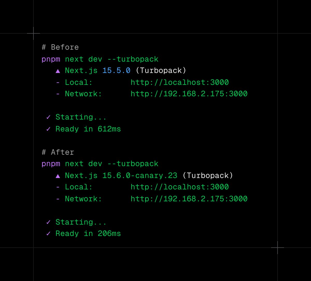 timneutkens's tweet image. 400ms faster dev boot on all Next.js applications.
Released on next@canary today.
Coming to stable soon!