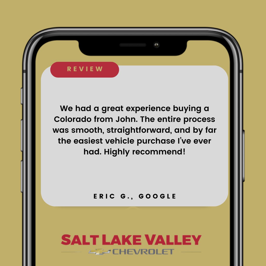 SLVChevy's tweet image. Thank you for the great feedback, Eric! We’re happy to hear John made your Colorado purchase the easiest one yet. We truly appreciate your recommendation and hope you enjoy your new truck!