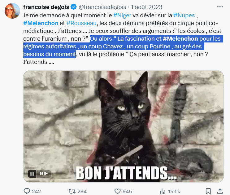 razoor777's tweet image. La Françoise Degois d'avant.
Vous avez basculé dans ce que vous reprochiez à d'autres il y a peu. Relisez-vous, c'est frappant.
#Démonisation