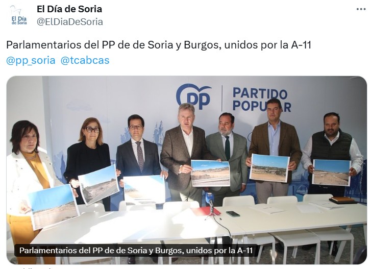 Los diputados y senadores del PP #Soria han invertido más en el viaje a Aranda (a la que van casi por autovía) que sus gobiernos en la A-11
Mañueco nos debe el desdoblamiento de la CL-101 desde hace 20 años, que  vuelvan por Agreda y Almazán, allí no hay proyecto ni intención
🧵