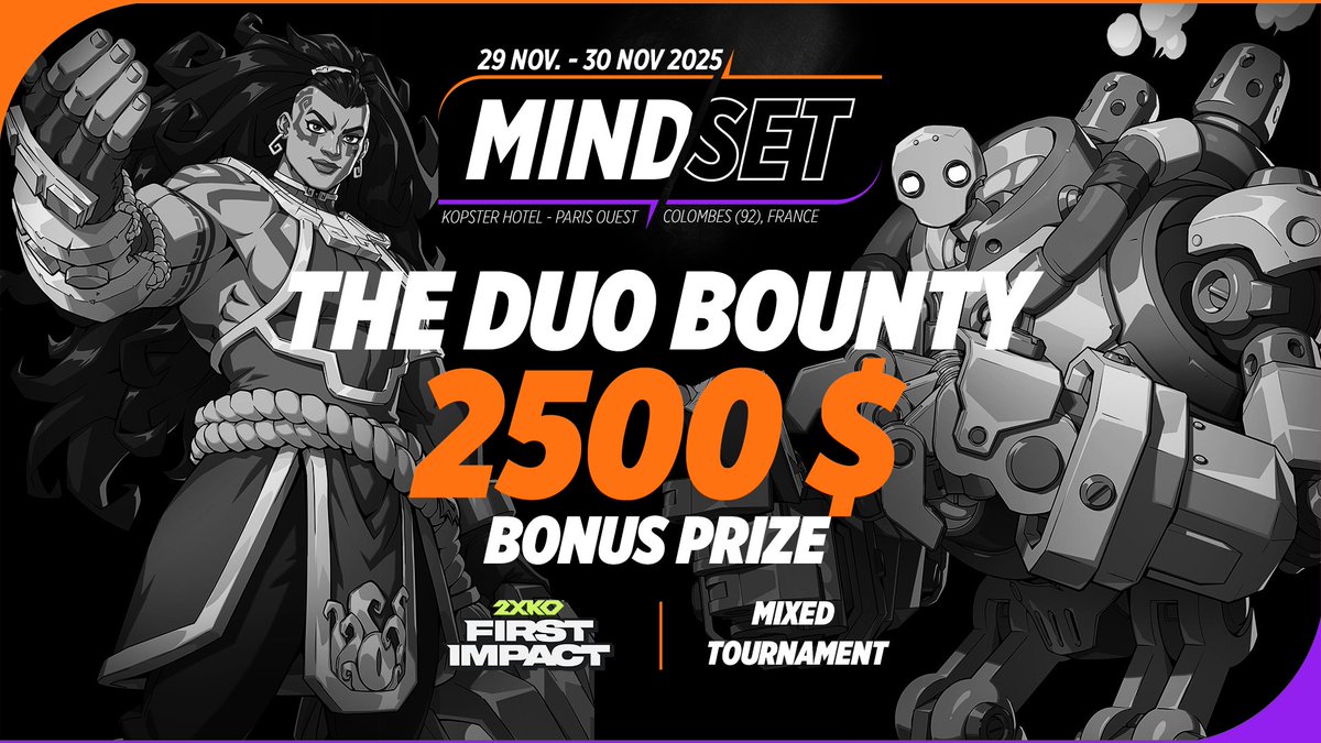 Au cas où ce n'était pas suffisamment HYPE !! 

Il y a un BONUS de 2500$ sur le tournoi mixte du #MINDSET25 (🛑pas le tournoi 2v2 🛑)si vous remportez le tournoi en équipe !

Donc c'est simple :
 
- Si vous être TROP FORT au jeu et que votre mate est TROP FORT au jeu : INSCRIVEZ
