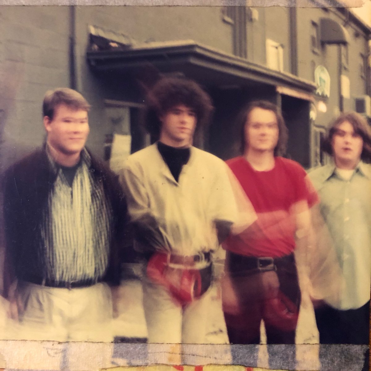 32 yrs ago today we played our first show as Superdrag at Underdog Records on Cumberland Ave, opening for The Used. We were a 3-piece, with Brandon on bass. (Pictured here with Tom a little bit later, behind Underdog. 📷 Lefty Parker) It's been a pretty interesting ride so far.