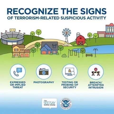 Whether you are on your way to work, shopping at a store, or traveling on vacation, remember: We all play a role in keeping our communities safe. Remember to stay alert and say something when you see something suspicious.