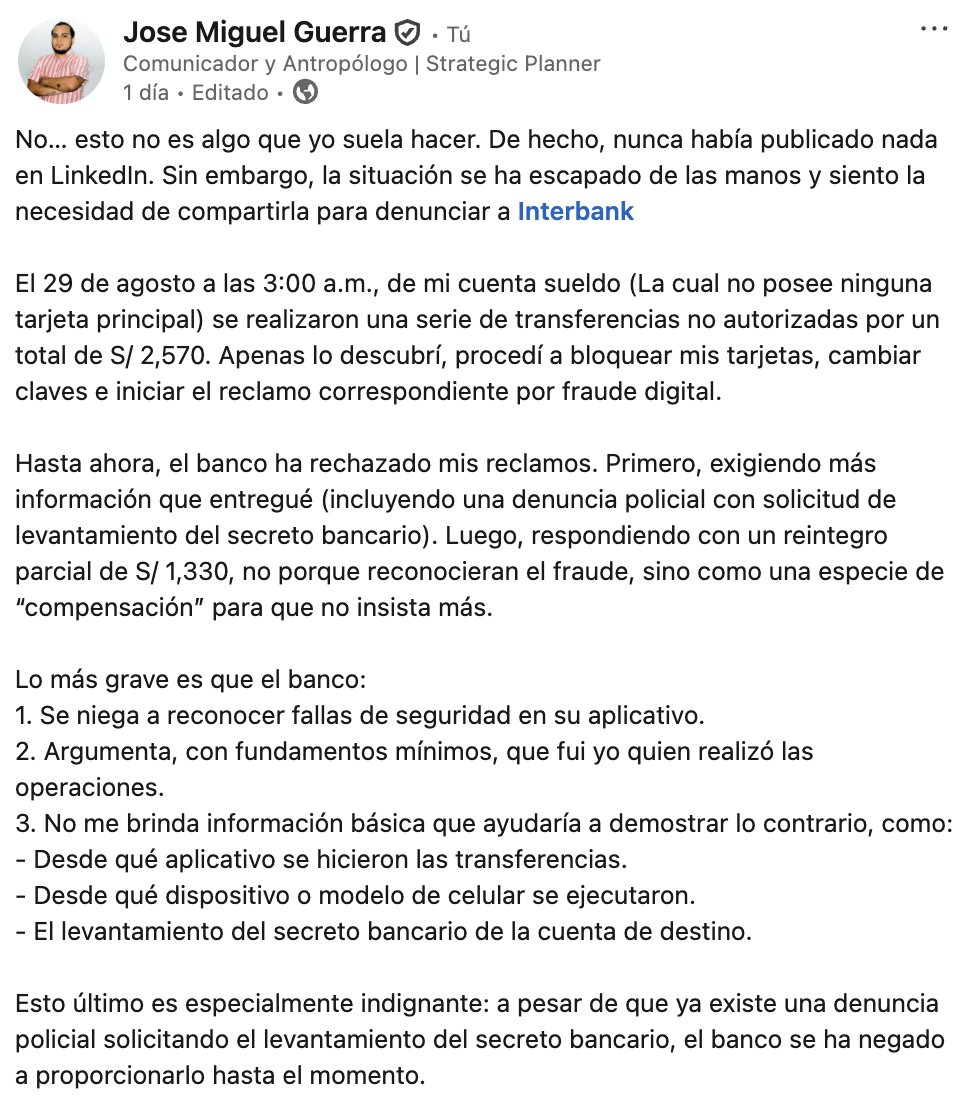 M_Shck's tweet photo. @aderly @interbank ¡No es el único caso! Y lo peor es que DOS VECES dijeron que mi reclamo no procede ¡Es una burla! https://t.co/HKpITT4Qcs