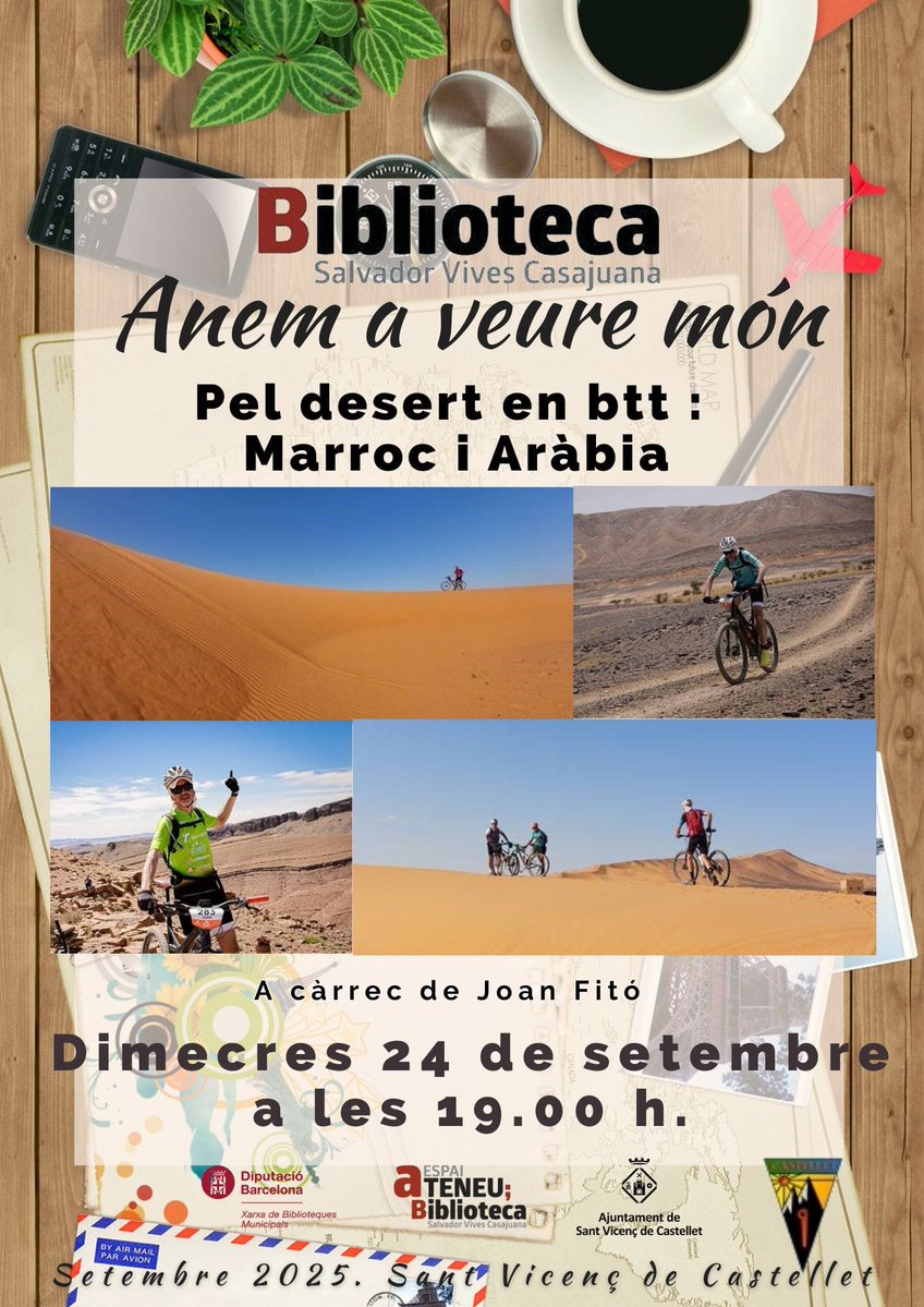 Demà dimecres, com cada darrer dimecres de mes ens anem a veure món!😊 Sense sortir de la <a href="/bstvicenscsvc/">Biblioteca Salvador Vives Casajuana</a> 😉