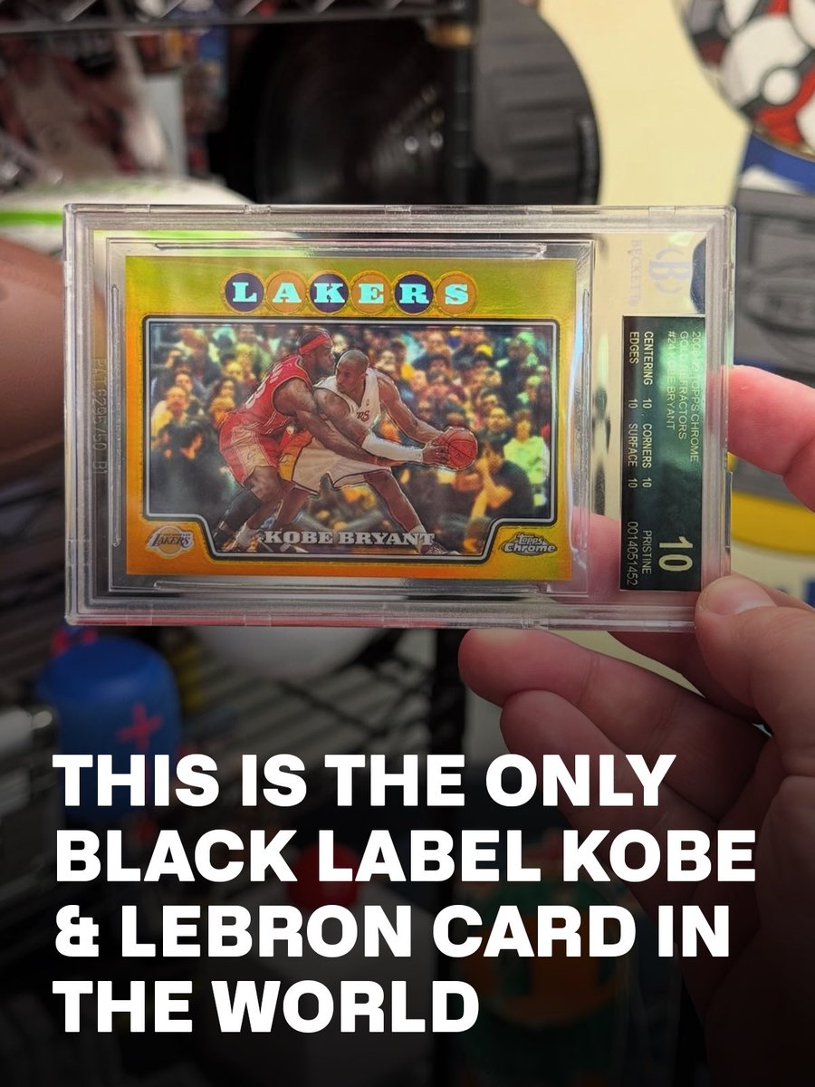 beckettcollect's tweet image. Few modern cards carry the weight of the 2008-09 Topps Chrome Gold Refractor /50 featuring Kobe and LeBron. This example is the only #BGSBlackLabel 10 ever graded.