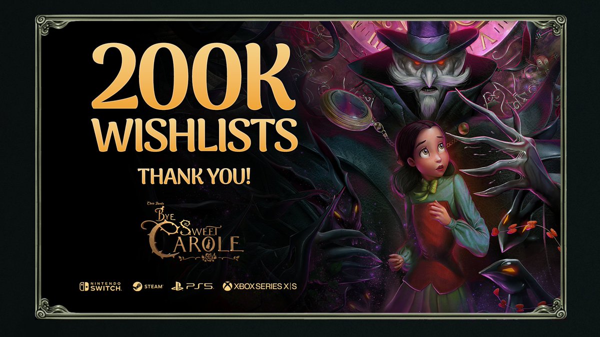 We're thrilled to announce that Bye Sweet Carole has officially surpassed 200,000 wishlists across all platforms! 🎉

A huge thank you to our amazing community for your support and enthusiasm. We couldn’t have reached this milestone without you!

🌹: bit.ly/44Ip6cy