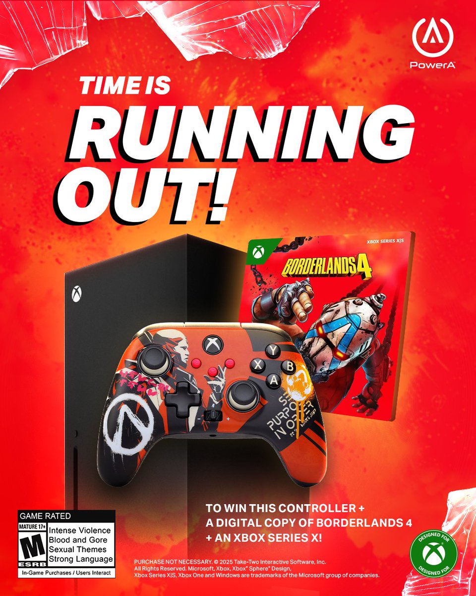 Hey, meat bag! You’re wasting time when you could be entering to win an Xbox Series X, a PowerA SE Borderlands controller, and a copy of #Borderlands4 to play on your Xbox with your SE controller! Hurry! bit.ly/3InPxgZ

#NoPurchaseNecessary #Sweepstakes
