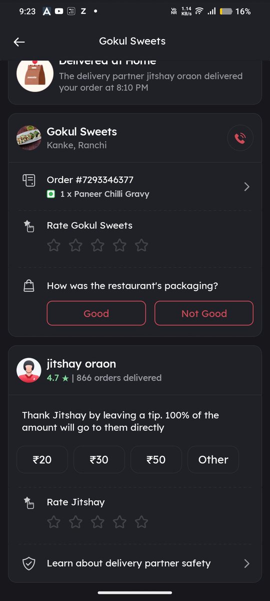 opamrit_'s tweet photo. Placed a ₹300 order on Zomato. I had ₹200 in cash and ₹100 via PhonePe, but the delivery partner declined to accept a split payment, insisting on either full cash or full online. This caused inconvenience. Request Zomato to enable combination payments #zomato @zomatocare https://t.co/uYIJdz4Y1A