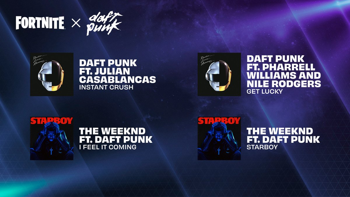 Prepare for the Daft Punk Experience with new <a href="/daftpunk/">Daft Punk</a> Jam Tracks dropping this week 🤖✨

Can't wait for <a href="/theweeknd/">Abel Tesfaye</a>? I Feel It Coming drops tonight!