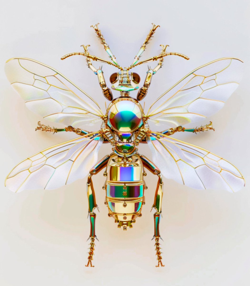 CyberMonkSt's tweet photo. They say bees remember the frequency of flowers.
This one remembers the song of light itself.
A golden guardian of geometry and nectar dreams.
Now quietly resting in our #etsystore.
#CyberInsect #FuturistArt #NatureRewired
https://t.co/zNf2Ql1sxH https://t.co/Ld1dkbuyqc