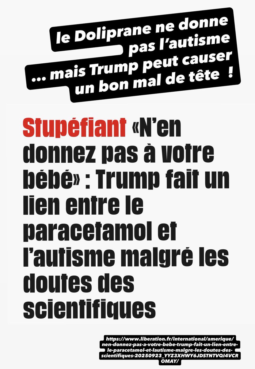 Le Doliprane ne donne pas l’autisme … mais Trump peut causer un bon mal de tête ! #fakenews #sciences #autisme