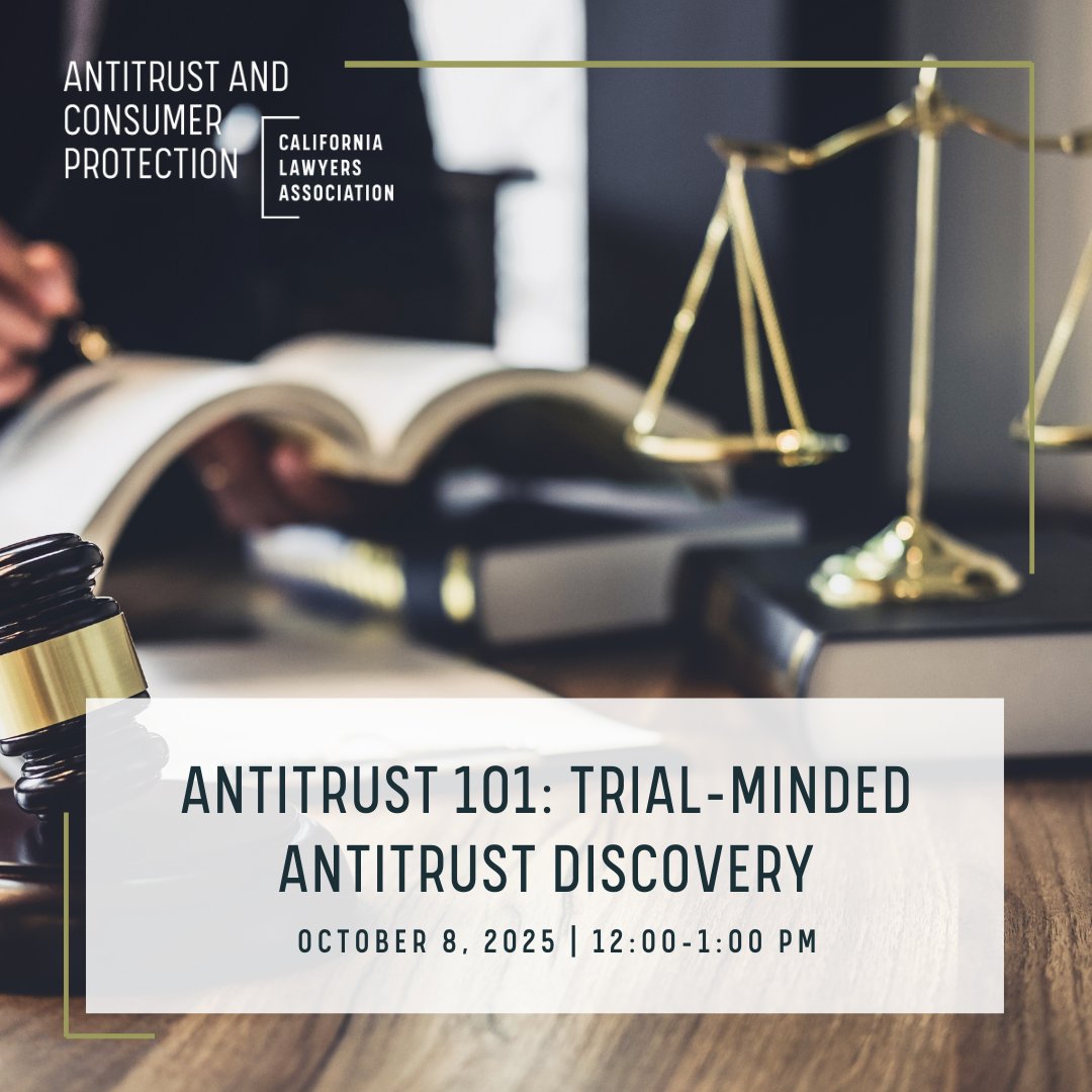 CLAAntitrust's tweet image. 👤 Meet the Speakers for Antitrust 101: Trial-Minded Antitrust Discovery!

Ian Papendick 
Jacklin Chou Lem
Sathya Gosselin
Christopher Young 

📅 Webinar: October 8 | 12:00–1:00 PM
💻 Free Event! Self-study MCLE available.

Register Now: calawyers.org/event/free-web…