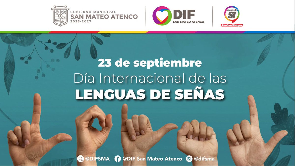 #23Septiembre|| A través de las lenguas de señas, construimos puentes de inclusión y diversidad.
 #UnidosConAmor 🤟🏻
#DíaInternacionalDeLasLenguasDeSeñas