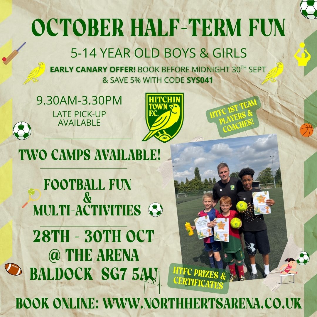 The_Arena_HTCFC's tweet photo. October Half-Term Early Canary Offer Available - Hurry, ends next week! https://t.co/5vaBaAcbIr https://t.co/Vw8F1cagzs