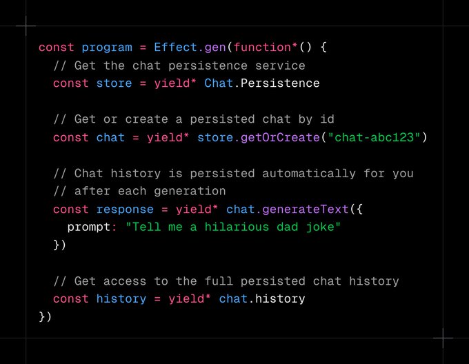 A small Effect program demonstrating how to utilize the Effect AI Chat module with support for persisted chat histories.