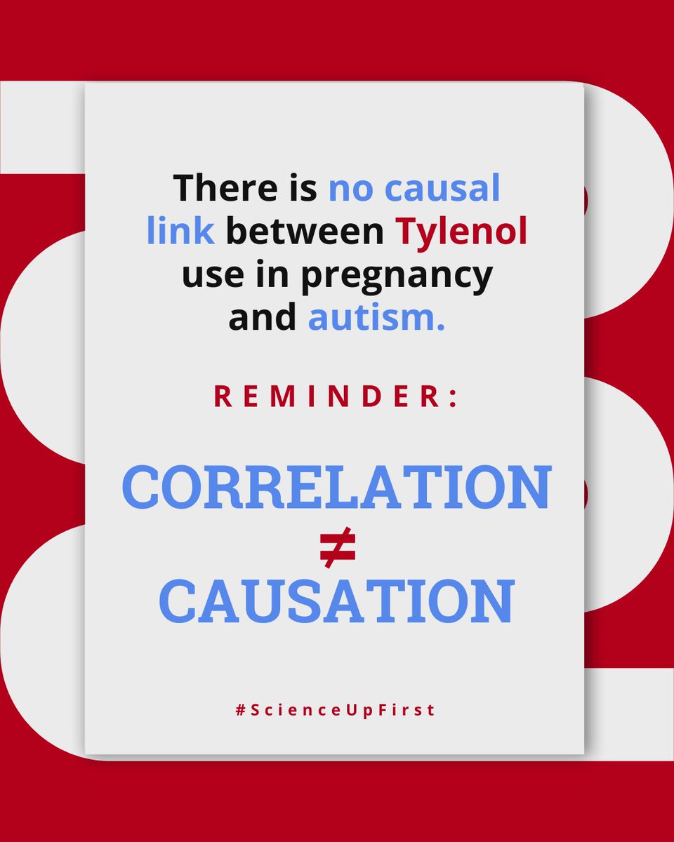 ScienceUpFirst's tweet image. It bears repeating. No, taking Tylenol during pregnancy does not cause autism. One study found a correlation, not a causation. Other research has found no clear link.  

Acetaminophen is one of the few safe options for pain relief during pregnancy.

👉 scienceupfirst.com/science-101/th…