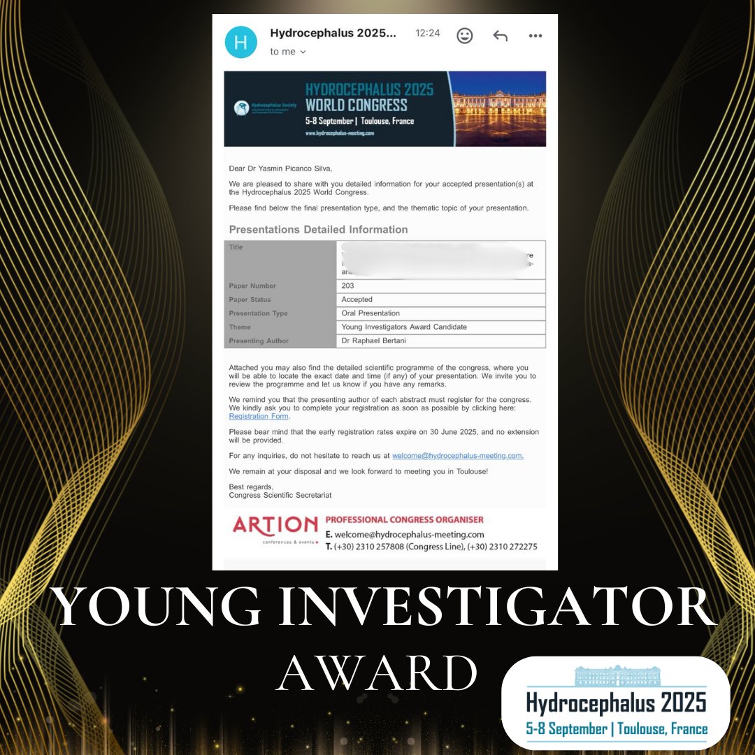 Honored to be nominated for the Young Investigator Award in Toulouse, France 🏆 for our hydrocephalus study with colleagues from Brazil 🇧🇷, Finland 🇫🇮, and Peru 🇵🇪.
Message: Believe in your work and never underestimate the value of your efforts.

#YoungInvestigator #Research