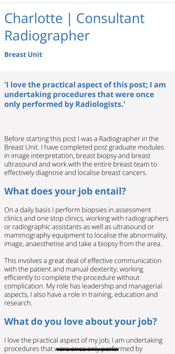 medicalmodelbri's tweet image. ‘I love the practical aspects of my job; I am undertaking procedures that were once only performed by radiologists .
This is true advanced practice for the radiographer role ‘
careers.nuth.nhs.uk/your-career/ca…
