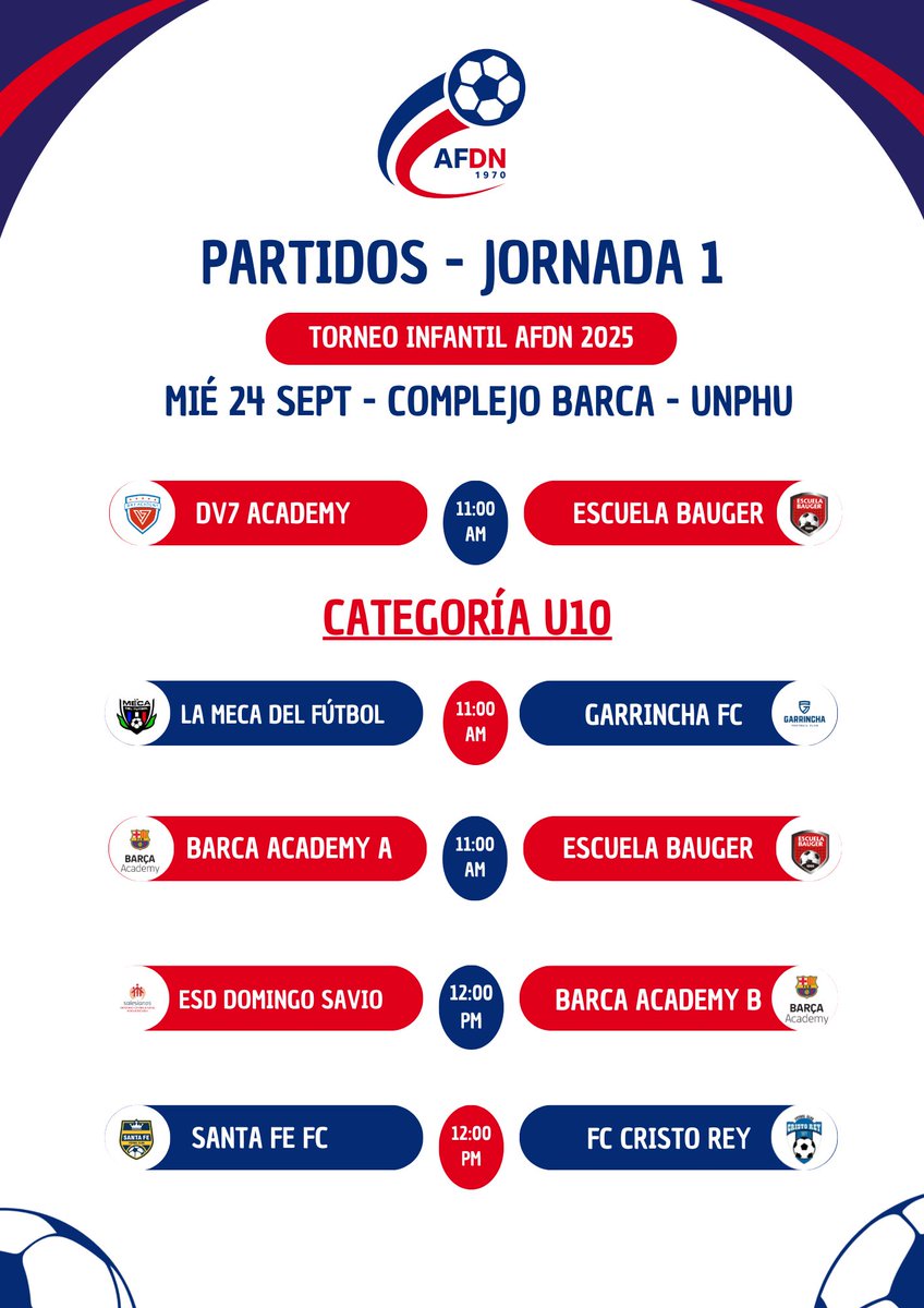 ¡𝙄𝙣𝙞𝙘𝙞𝙖 𝙚𝙡 𝙏𝙤𝙧𝙣𝙚𝙤 𝙄𝙣𝙛𝙖𝙣𝙩𝙞𝙡 𝘼𝙁𝘿𝙉 𝟮𝟬𝟮𝟱! ⚽️🏆⚪️🔵🔴

✅ Comenzamos con las categorías más pequeñas en esta primera fecha del torneo ⚽️🙌🏼💥