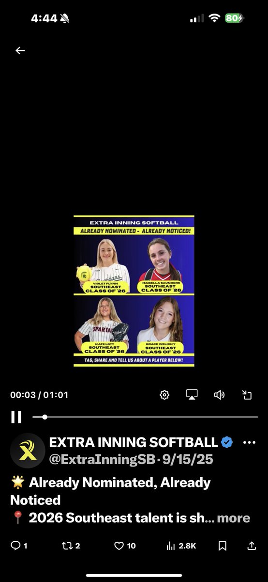 So honored that <a href="/ExtraInningSB/">EXTRA INNING SOFTBALL</a> included me in their list of “uncommitted and noticed” 2026s! I’m working hard! Thank you EIS! <a href="/ImpactGold07GA/">Impact Gold Elite 18U GA</a>  <a href="/ImpactGoldOrg/">Impact Gold Fastpitch</a>