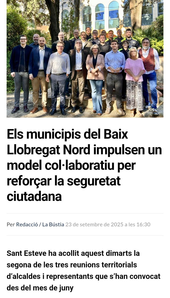 Amb l’objectiu de reforçar la col·laboració entre municipis del territori en seguretat ciutadana, Sant Esteve ha acollit aquest dimarts al matí la segona trobada del Baix Llobregat Nord, Masquefa (Anoia) i Gelida (Alt Penedès).
