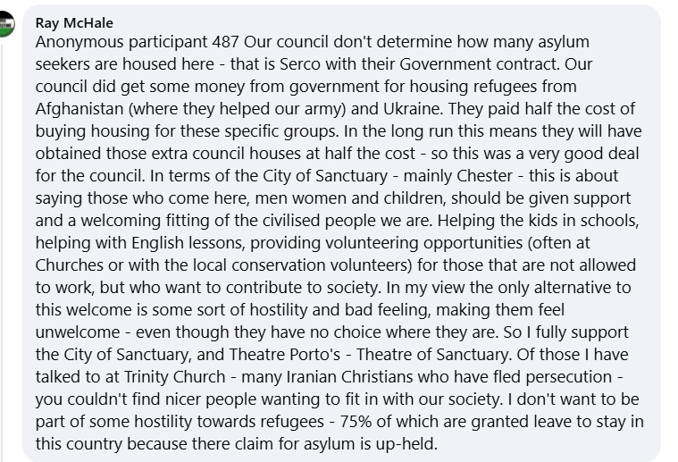 ray_mchale's tweet photo. I was recently asked for my stance on Chester's "City of Sanctuary" status:

“…this is about saying those who come here, men women and children, should be given support and a welcoming fitting of the civilised people we are."

#election #cwac #ellesmereport  #theatreporto https://t.co/AZ3c5viIoU