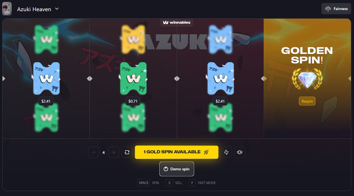 Yo <a href="/winnnables/">Winnables</a> is running the Golden Spin Challenge on the Azuki Heaven Pack  on DEMO SPINS🔥👀

A lot of fun for FREE &amp; chance to win LFG! 💯

To Join - Do demo spins on the "Azuki Heaven" Pack until you hit the "GOLD SPIN!" make sure take a screen shot and drop it below 👇

THE