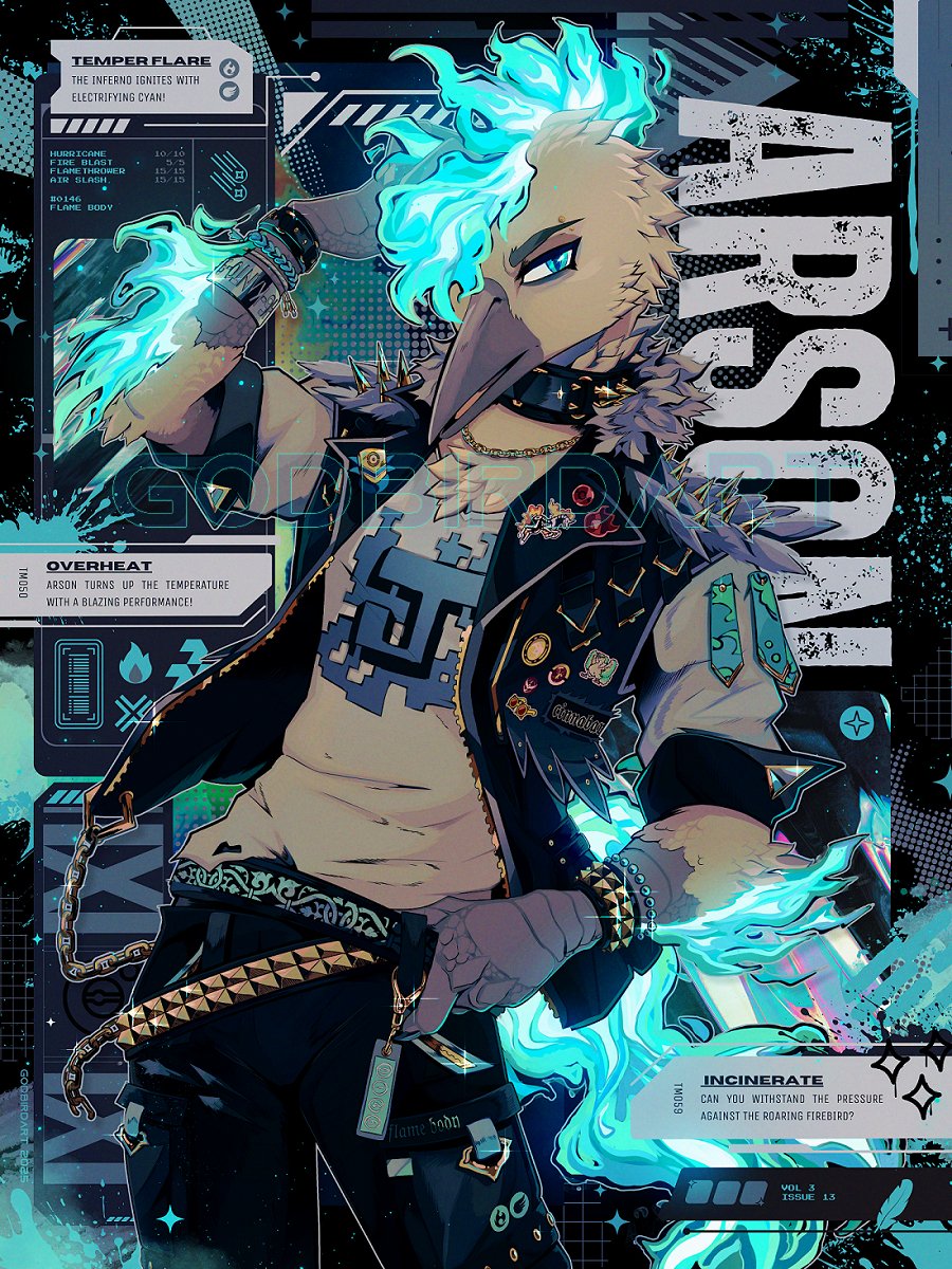 「 TEMPER FLARE 」 ☄️
portrait commission for <a href="/KaceyTheBird/">Dr. Kacey 🎃</a>