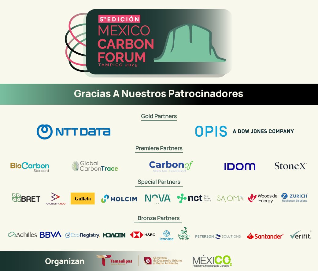La quinta edición del #MexicoCarbonForum2025 alcanzó niveles de éxito gracias al respaldo de nuestros patrocinadores; su apoyo permitió consolidar un paso para el carbono en México y Latinoamérica, impulsando el diálogo entre actores claves para la innovación y la colaboración.