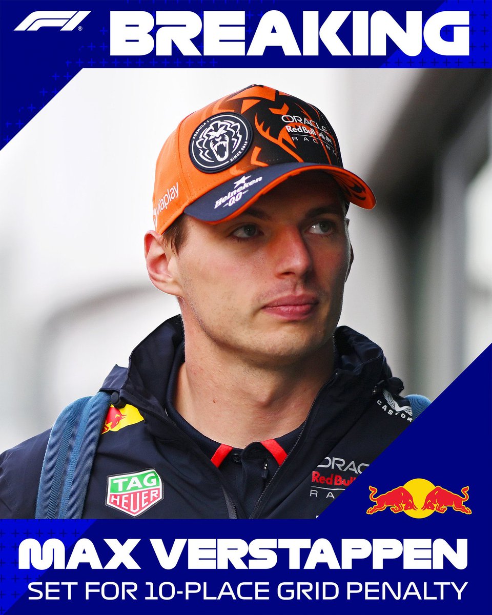 Max Verstappen has been handed a 10-place grid penalty for being raptured on September 23rd ahead of the Singapore Grand Prix.