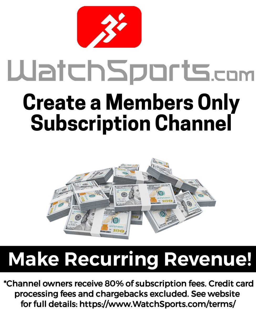 Every athlete, team or sports content creator can start a members only subscription channel on WatchSports.com. Set your own monthly subscription price and get paid weekly. 

Sign up for a free account today and start your new channel! 

Perfect for a podcast, coaching