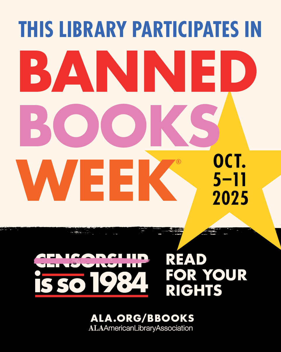 CAStateLibrary's tweet image. #BannedBooksWeek 2025 starts today, October 5! Banned Books Week is an annual event that spotlights the freedom to read and draws attention to the harms of censorship. Take a look at data from 2024 here: ala.org/bbooks/book-ba…