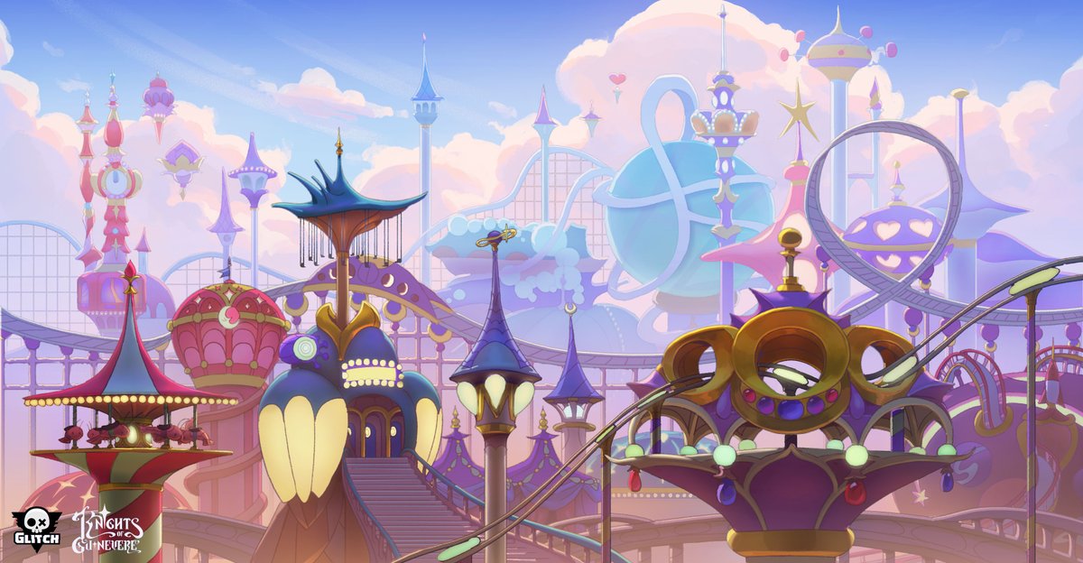 Some background paints from the opening &amp; montage sequences, which were some of the first sequences I got to work on! Amazing layouts by senior layout artists Leland Goodman &amp; Faith Schaffer, art direction by <a href="/eyecager/">Eyecager</a> 🔥
#KnightsOfGuinevere