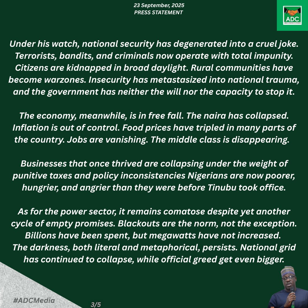 ItopaOfNigeria's tweet image. ADC to Tinubu: You Are a One-Term President, You Leave in 2027

— APC Should be Preparing to Go, Not Plotting to Stay

@emmaikumeh
@TheoAbuAgada
@royaltyuso
@PeterObi
@atiku 
@raufaregbesola
@DeleMomodu 
@elrufai
@smlukman
@babachirlawal
@Onemola
@Laurestar 
@IU_Wakilii