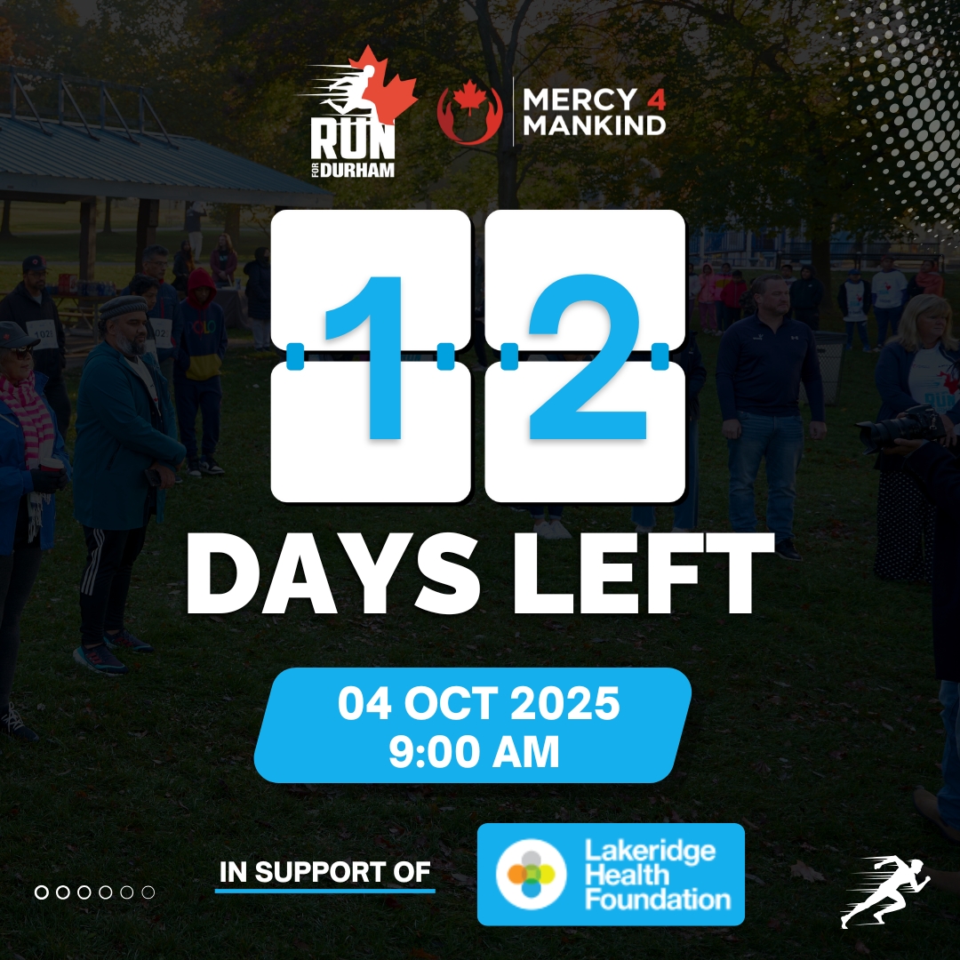 RunForDurham's tweet image. 12 DAYS TO GO, DURHAM! 

📅 October 4, 2025
🕘 9:00 AM
📍 Kiwanis Heydenshore Park, Whitby

Join us for Run For Durham — where fun meets fitness, and every step supports the Lakeridge Health Foundation 

Sign up now:
raceroster.com/events/2025/10…