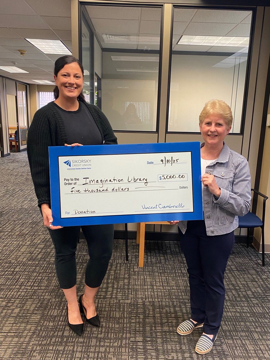 Since our launch six years ago, Sikorsky Federal Credit Union has donated $5000 each year to support our program. We are incredibly grateful for this gift as it helps us to bring books to almost 200 children per year.