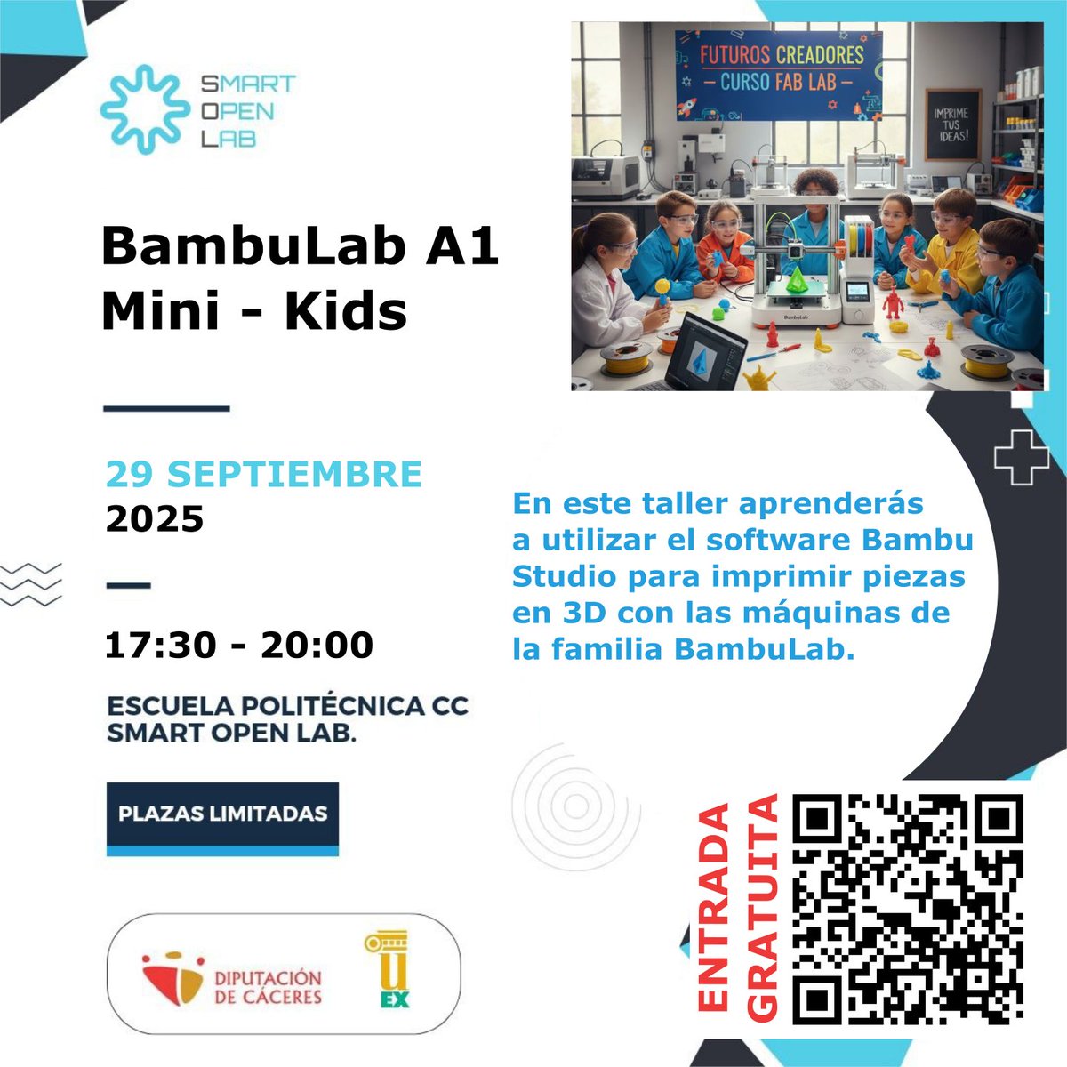 El lunes 29 de septiembre taller de #BambuLabStudio versión Kids ^^ en Smart Open Lab